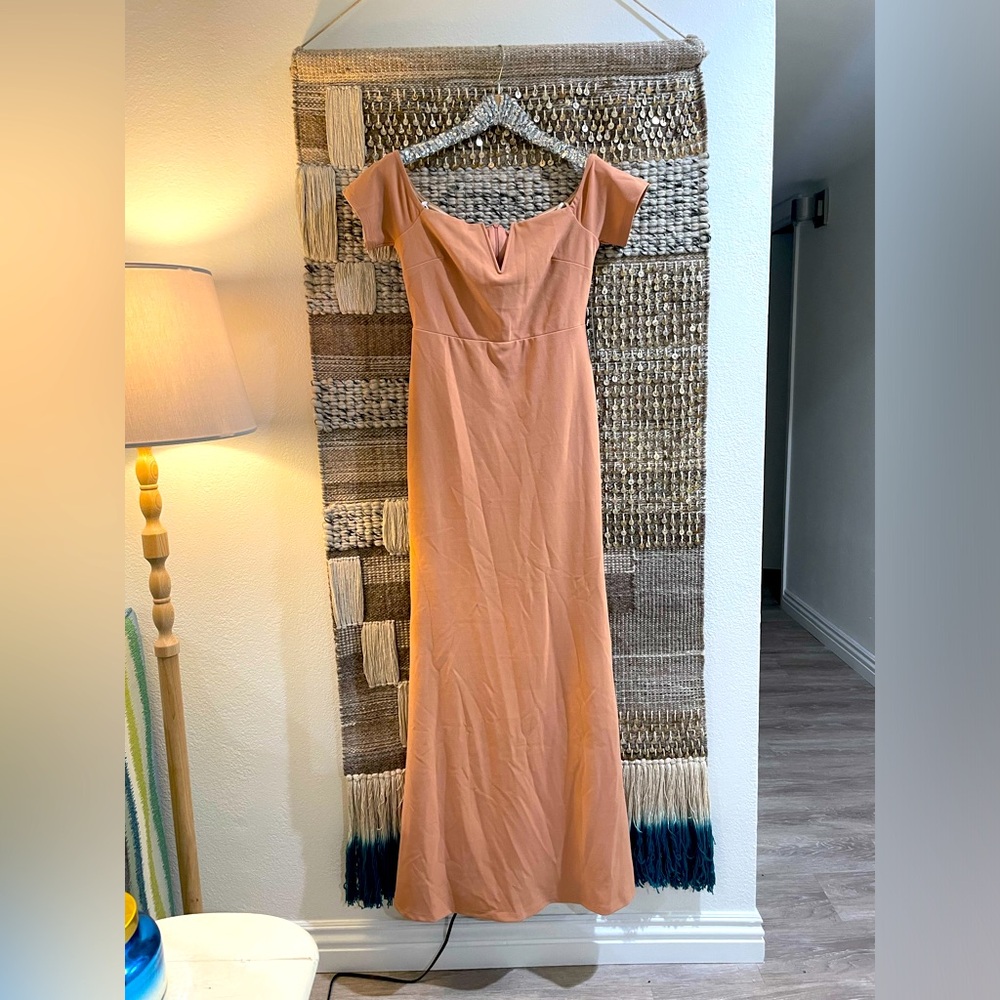 NWT Lulu’s beige tan nude maxi dress sz M